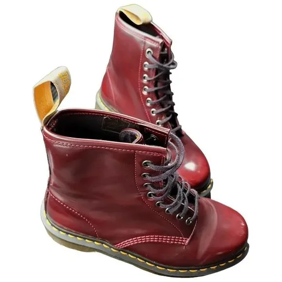 Dr. Martens 1460 Vegan Cherry Red Rub Off - Picture 3 of 14